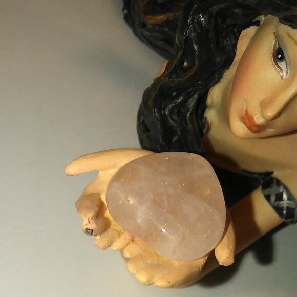 Dream Fairy Eolande w Metal Wings holding Rose Quartz Heart Germany READ - Picture 8 of 13